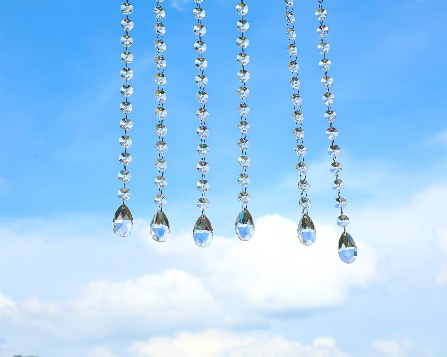 KANPURA 1ft 10pcs Teardrop Crystals Garland,Crystal Teardrop Chandelier Replacement,Hanging Glass Crystals for Chandelier, Christmas Tree, Wedding Decor(Clear)