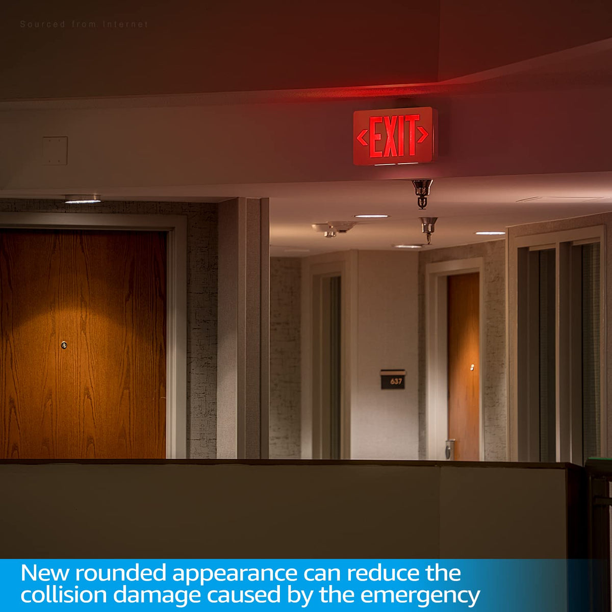 TORCHSTAR LED Exit Sign, Emergency Exit Light with Battery Backup, Double Face, UL 924, AC 120/277V, Damp Location, Hardwired Red Letter Exit Lights for Business Indoor, Pack of 4