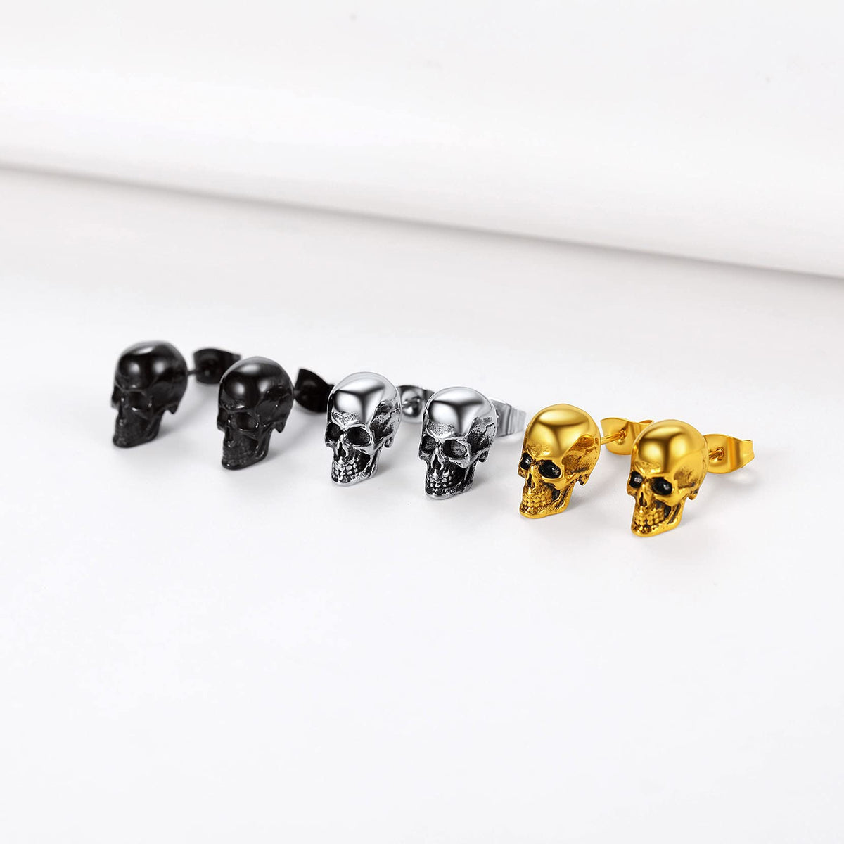 Stainless Steel Skull Stud Earrings for Men Women Punk Rock Ear Piercing Earring Halloween Jewelry