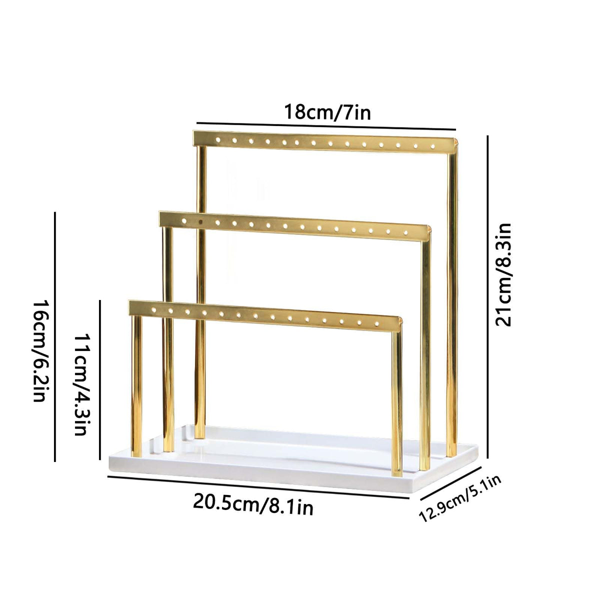 Pangkeep 3 Tier Earring Holder for Vendors,Stud Earrings Display Stand for Selling,Matel Jewelry Organizer for Girls (Gold)