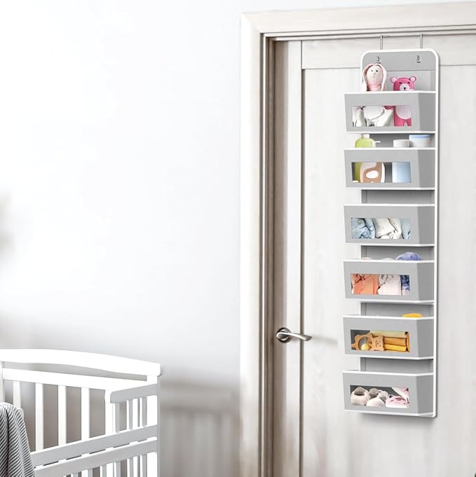 Simple Houseware 6 Clear Window Pocket Over Closet Door Storage Hanging