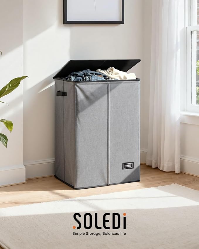 SOLEDI Laundry Hamper with Lid 130L Large & Tall Collapsible Laundry Basket