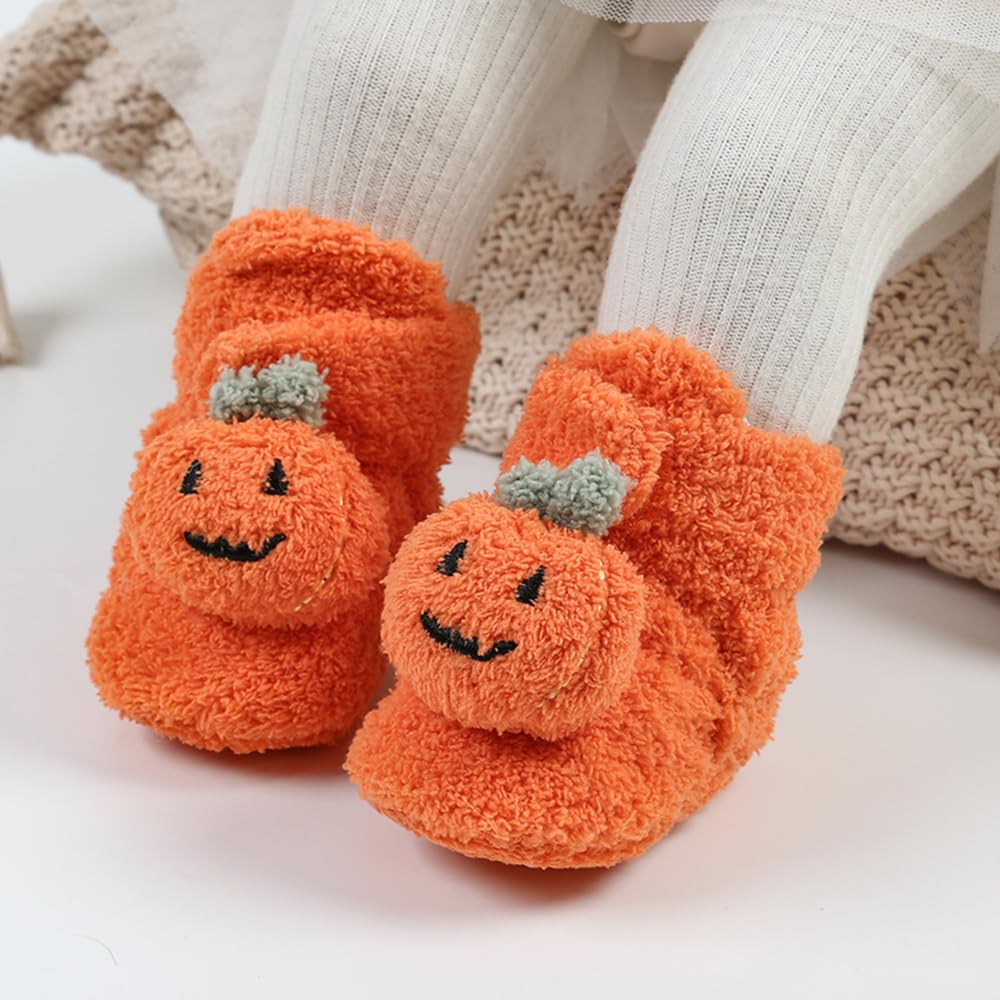 QWZban Halloween Baby Booties Infant Newborn Boys Girls Slippers Warm Crib Sock Shoes Indoor First Walker Prewalker
