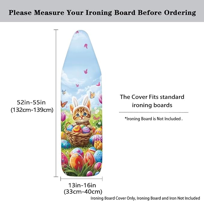 Cat and Easter Egg Ironing Board Pad and Cover Durable Thick Ironing Board