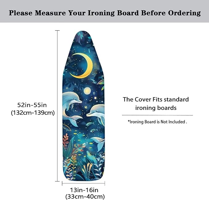Dolphin Ironing Board Cover and Pad, Stain Resistant and Scorch, Smooth Iron