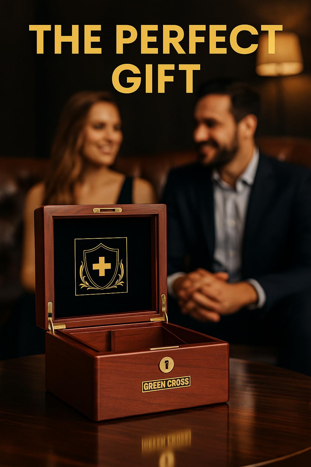 GREEN CROSS Acacia Wood Locking Valet Box – Luxury Organizer with Ceramic Tray | Premium Gift for Men | Handcrafted Wooden Keepsake Storage Box for Home or Office