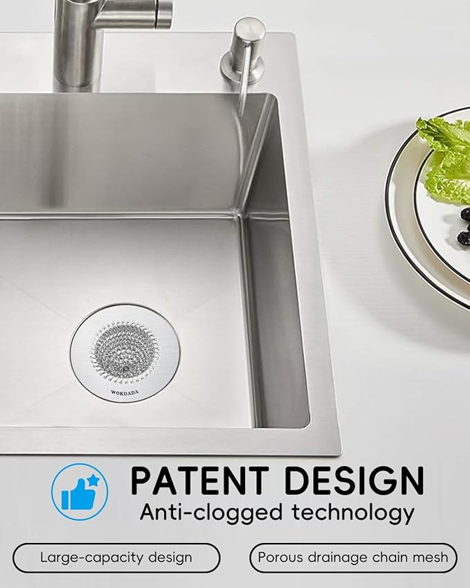 Sink Drain Strainer, Reversible No Clog Mesh Kitchen Sink Drain Strainer