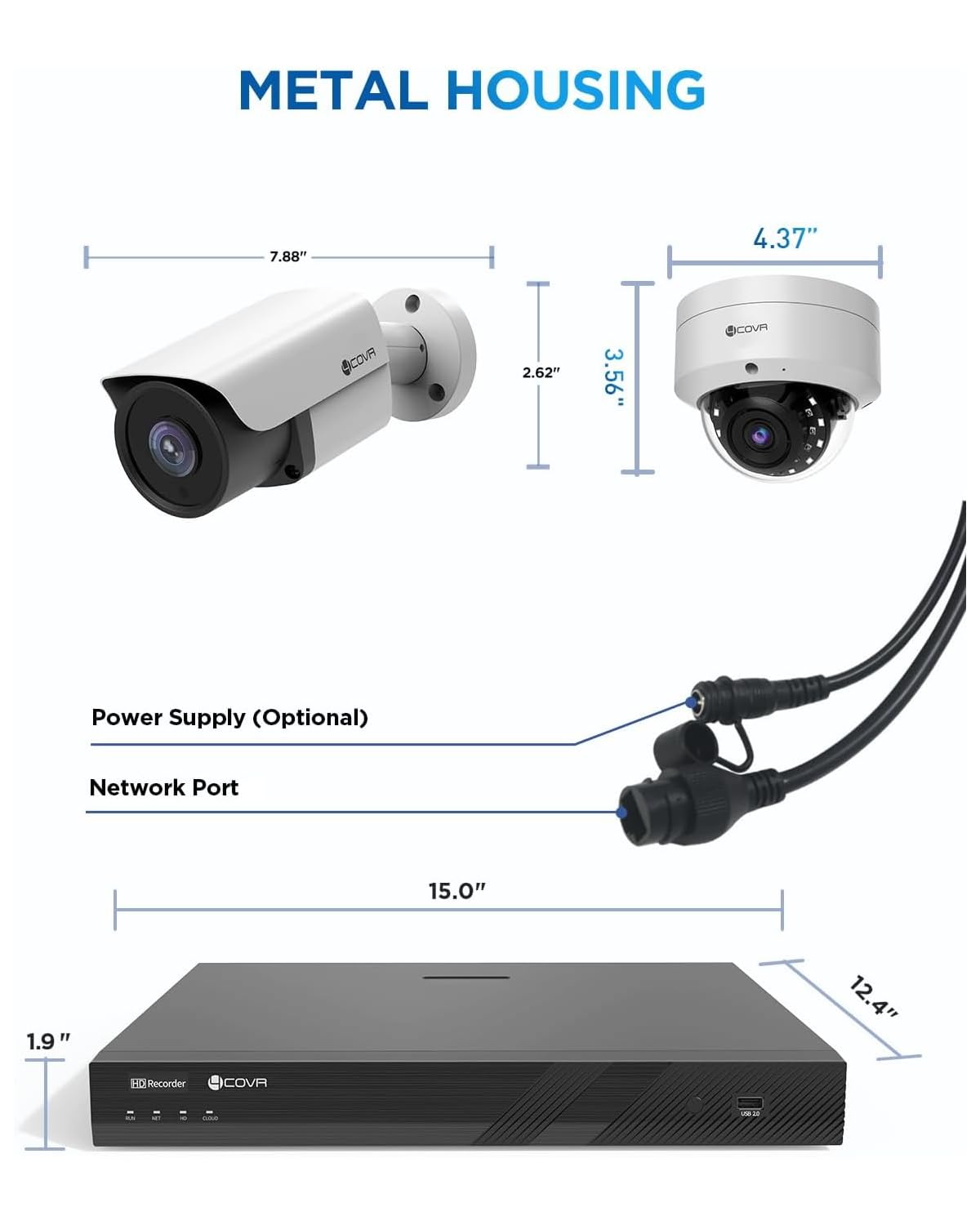 4COVR PoE 16 Camera Security System for Business, AI Human Vehicle Detection, 8 Dome IK10 Vandal-Proof 8 Bullet 5MP Wired IP Camera IP67, Remote Access, 16 Channel 4K NVR with 4TB HDD, LYH54A5M1616