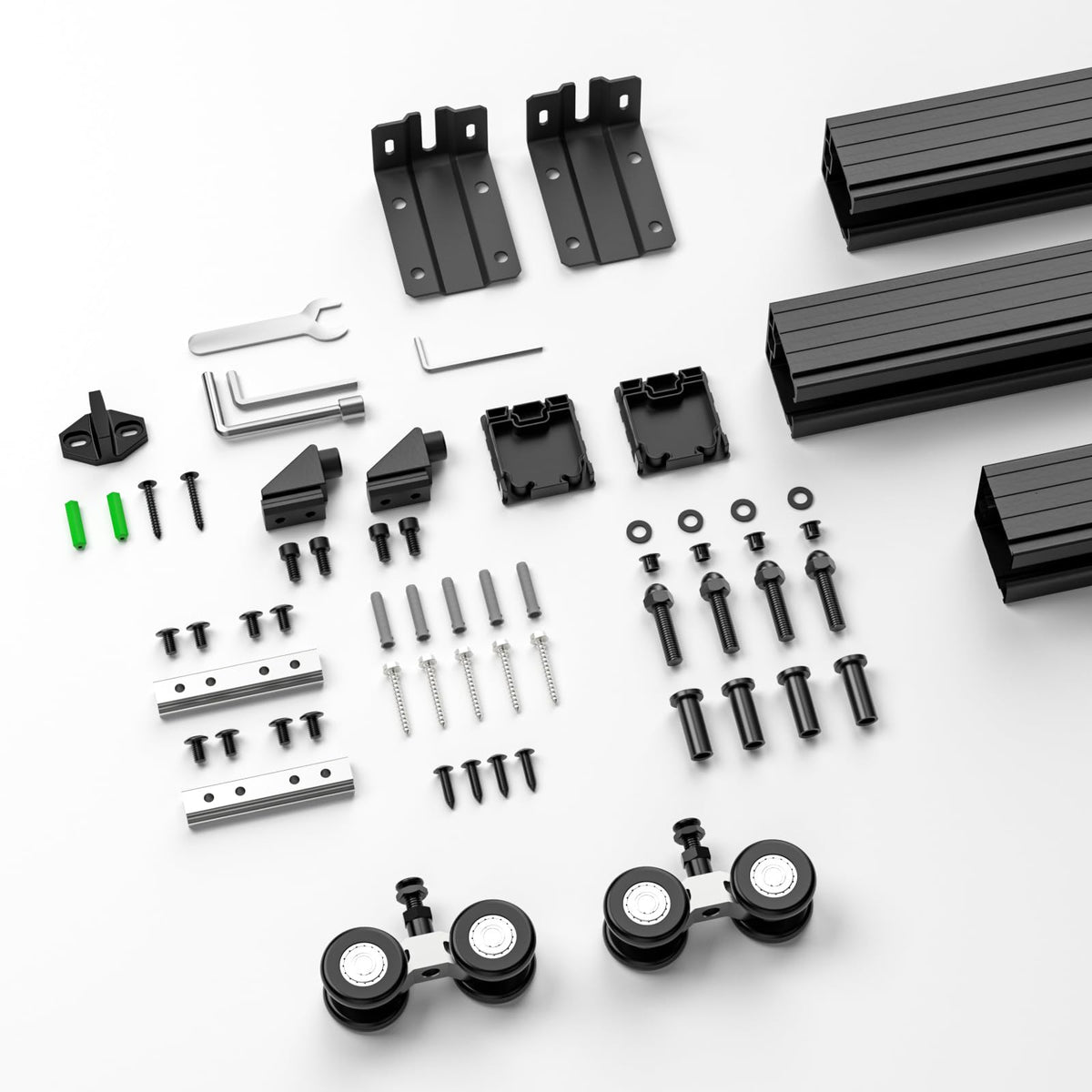 FLYVLIEG Heavy Duty Sliding Barn Door Track Kit, Ceiling Mount Box Rail Barn Door Hardware Kit for Single Door, Easy Install, 6.6FT(No Door)
