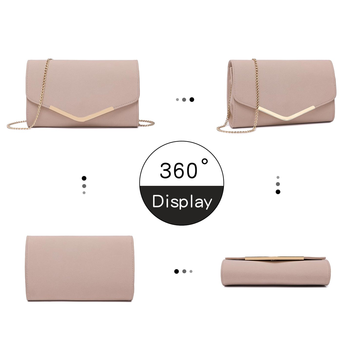 Miss Lulu Clutches and Clutches Women's Handbag Chain Wedding Party Purse Mini Crossbody Bag Practical Wallet, Pink, M, Retro
