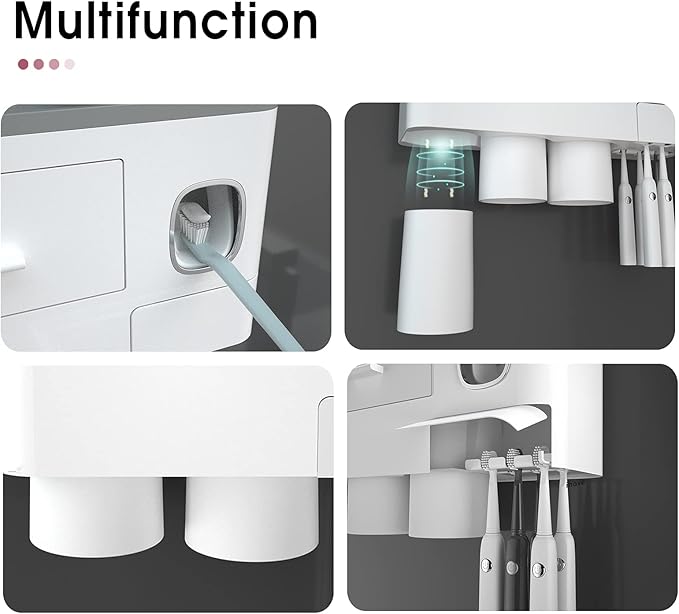 iHave Toothbrush Holders for Bathrooms, 3 Cups Toothbrush Holder Wall Mounted