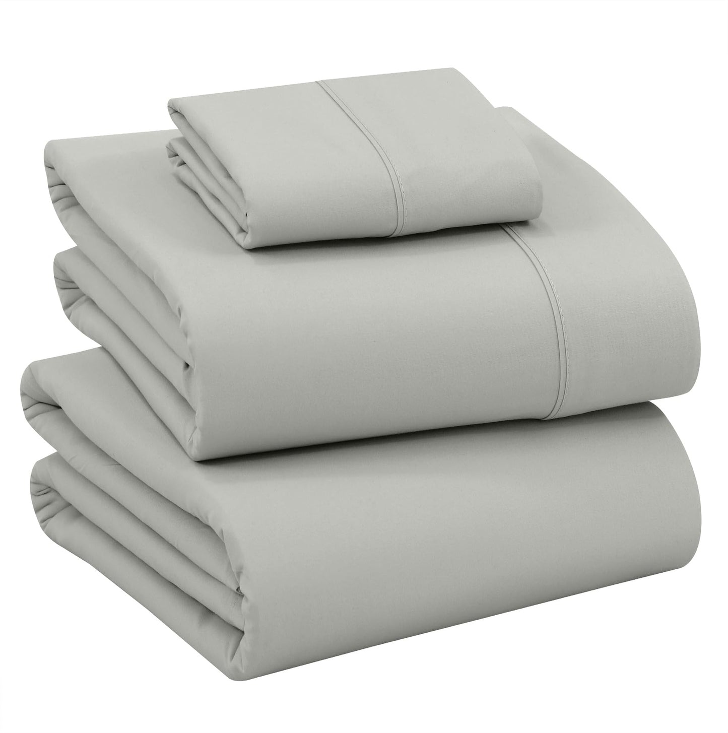 RUVANTI 100% Cotton Percale Sheets Full Size – Crisp Cooling Bed Sheets for Hot Sleepers, Deep Pocket 16”, Soft Breathable & Durable Hotel-Style 4 Piece Set, Silver