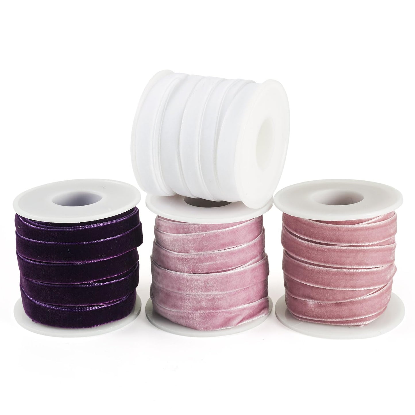Craftora 40 Yards White Purple Velvet Ribbon 3/8 inch Single Face Velvet Ribbon with Spools for Christmas Ornaments Tree Home Decor Gift Wrapping DIY Crafts - Dark Purple
