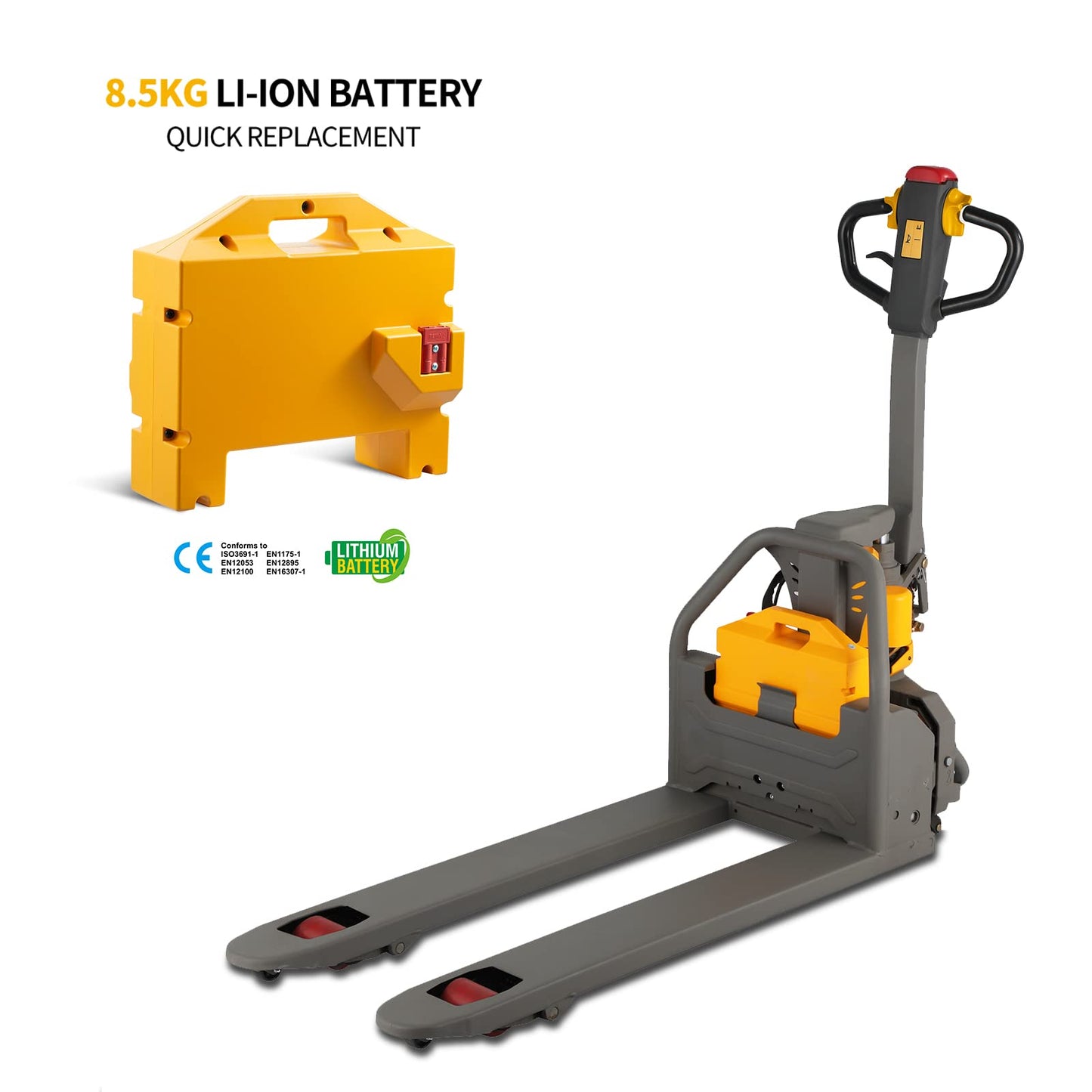 APOLLOLIFT Full Electric Lithium Pallet Jack 3300Lbs Capacity 45"x21" Forks, Multi-Function Handle