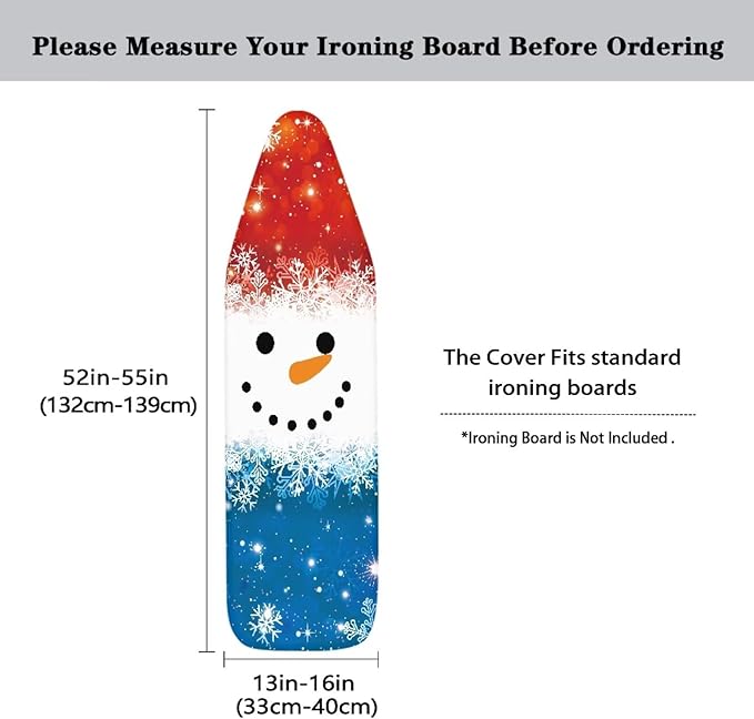 ZDCUSTOM Red Blue Snowman Ironing Board Cover 52"x13" Christmas Resist