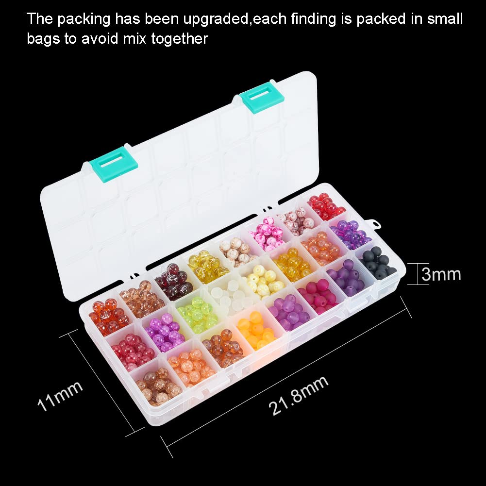 PH PandaHall 720pcs 8mm Glass Beads 24 Style Orange Crystal Bracelet Beads Loose Bead Spacers for Friendship Bracelet Earring Jewelry Making Fall Christmas Tree Ornament Halloween Decoration