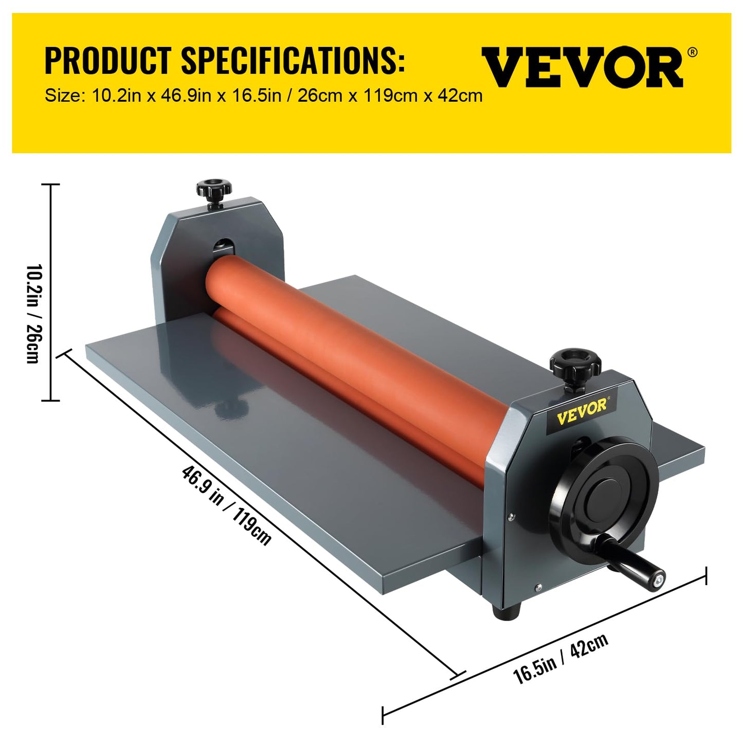VEVOR 39 Inch Cold Laminator Machine 10mm Manual Vinyl Photo Film Cold laminator Hand Crank Pressure Cold Roll laminator(39Inch
