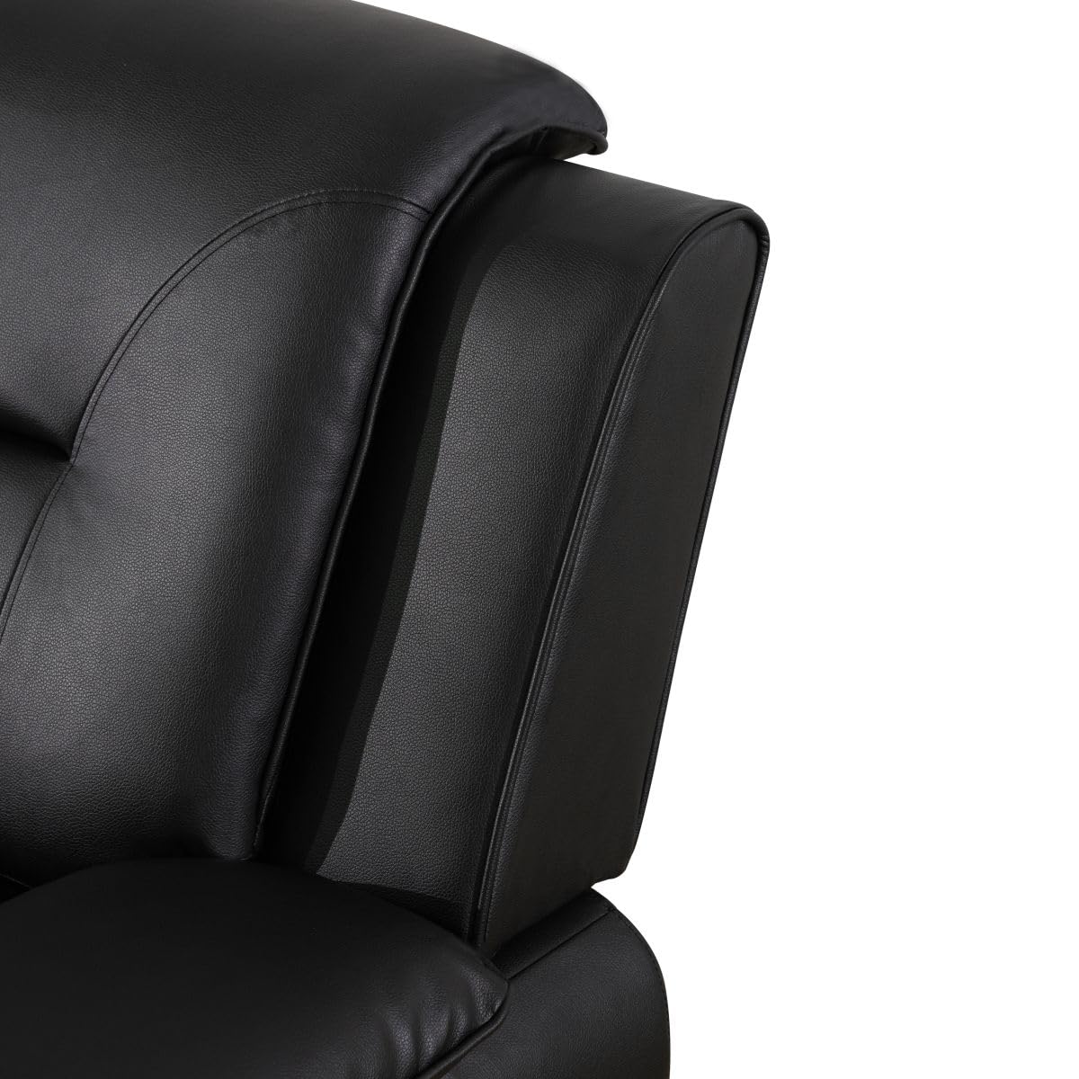 UOCFYK Lounge Comfy Faux Leather Sofa Modern Couch for Small Living Room/Dorm/Bedroom/Office/Apartment for Small Spaces, (Black-2, Three-Person Seat)