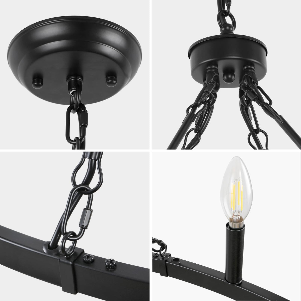 LynPon Black Wagon Wheel Chandelier 47 Inch, 16 Lights Modern Farmhouse Chandeliers, Rustic Large High Ceiling Round Chandelier, Industrial Hanging Light Fixture for Living Room Dining Room Foyer
