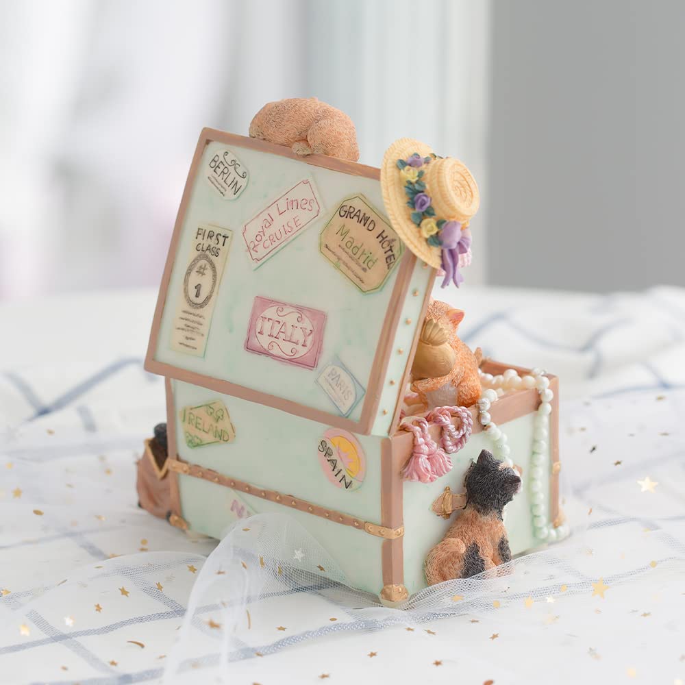 LOVE FOR YOU Gift Wrapped Music Box Cat Lovers Treasure Chest Musical Decoration for Girls and Women Kids Niece Sister Daughter Mom Granddaughter Grandma Christmas Birthday Present Gifts