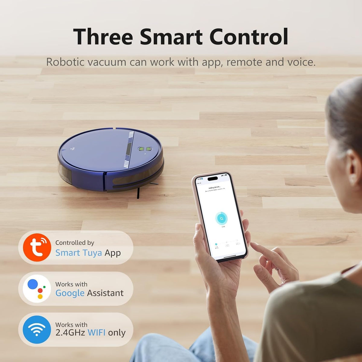 Robot Vacuum and Mop Combo, Automatic Slef-Cleaning Robotic Vacuum Cleaner for Pet Hair, Smart 2 in 1 Mopping Robot Vacuum with Schedule, WiFi/App/Voice, Slim, Ideal for Hard Floor, Carpet
