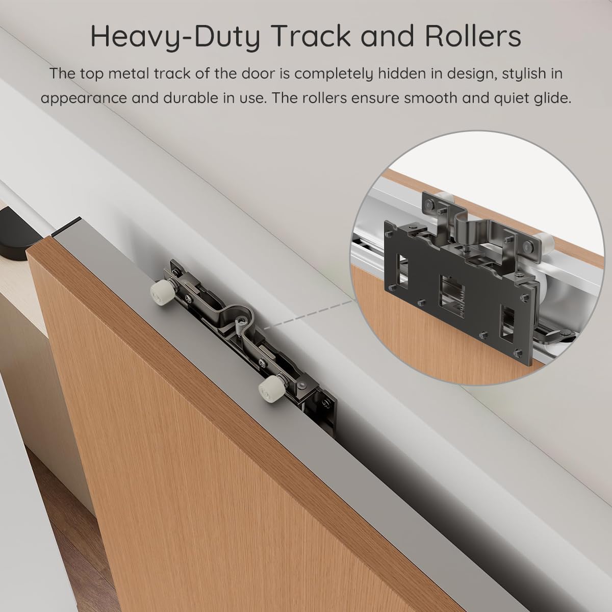 59“Concealed Sliding Barn Door Hardware and Track ,Floating Wall Mount,Soft Closing (Newly upgraded 4-wheel pulley)