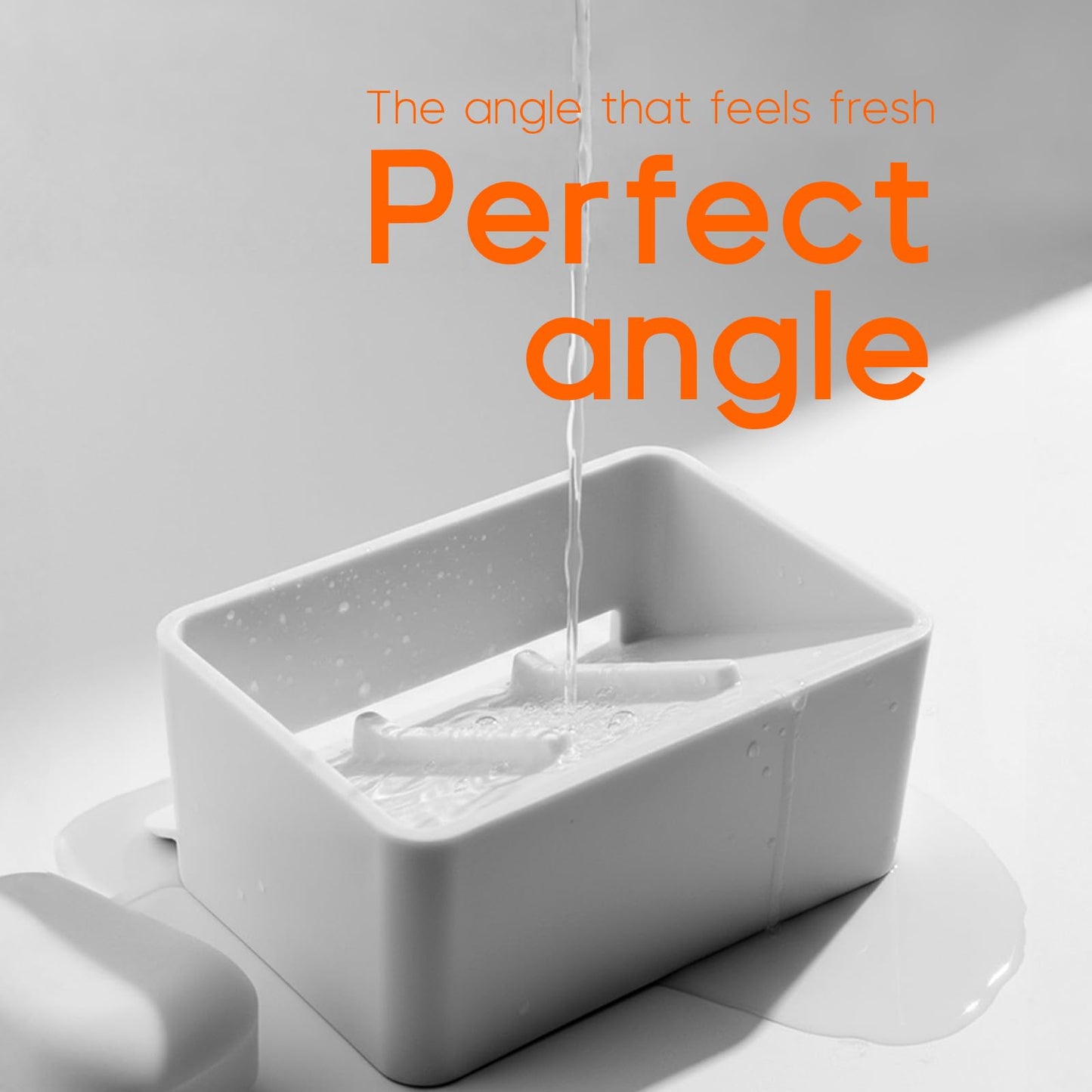 Habitamin Self-Draining Soap Dish – Fast Drying Soap Holder with 3 Suction Cups, Prevents Soap Melt & Water Buildup for Shower, Bathroom & Kitchen (Light Gray)
