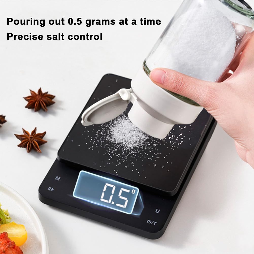 Salt Shaker or Pepper Shaker, AutoMeasure Seasoning Bottle, Kitchen Must have, Glass Metering Spice Salt Paprika Pepper Cumin Powder Sugar Dispenser Spice Jar, BPA Free (Blue)