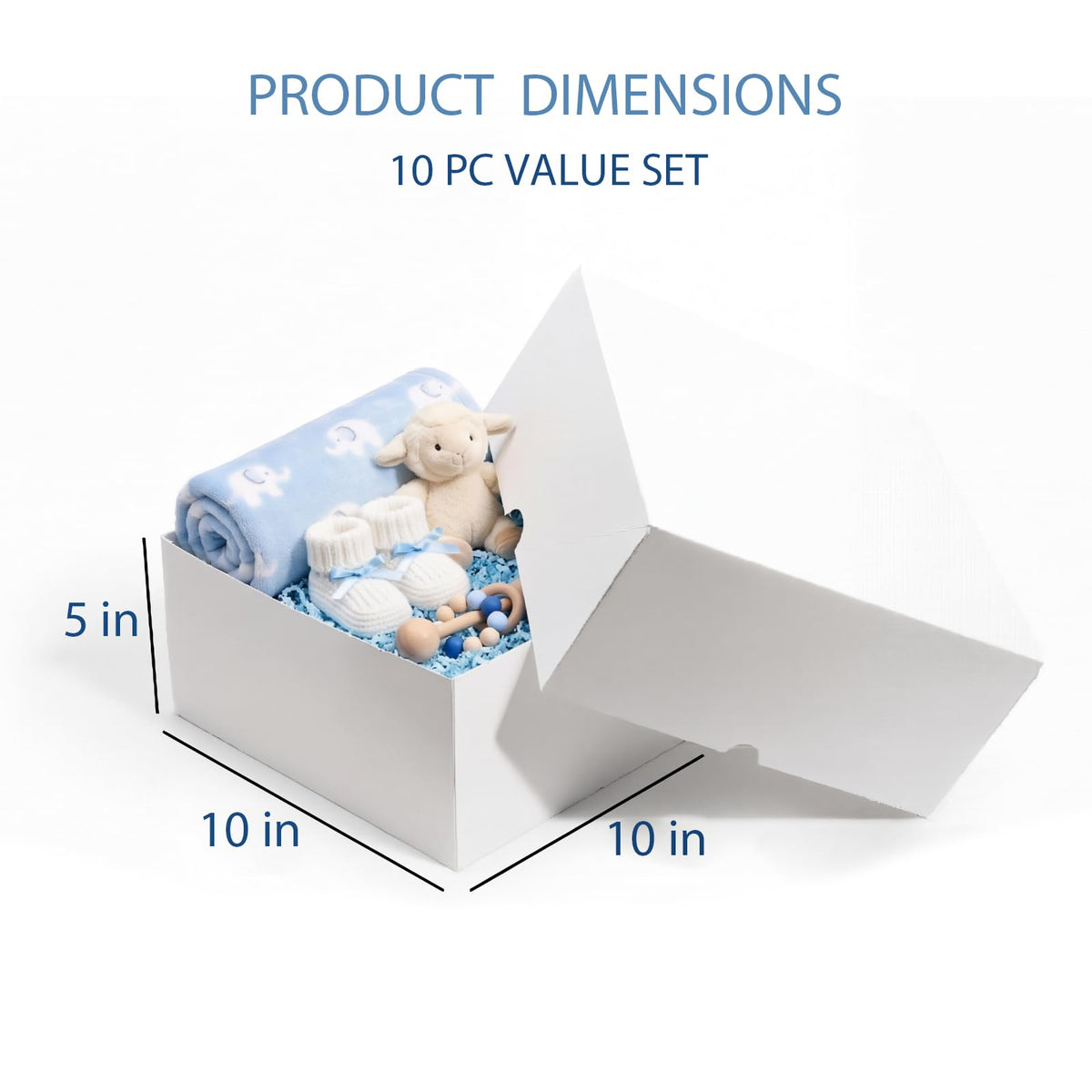 UnicoPak 10x10x5 Inches White Gift Boxes with Lids for Presents, 10 Pack Large Gift Boxes, Sturdy Cardboard Bridesmaid Proposal Box for Wedding, Baby Shower, Graduation, Corporate Gifts, Christmas