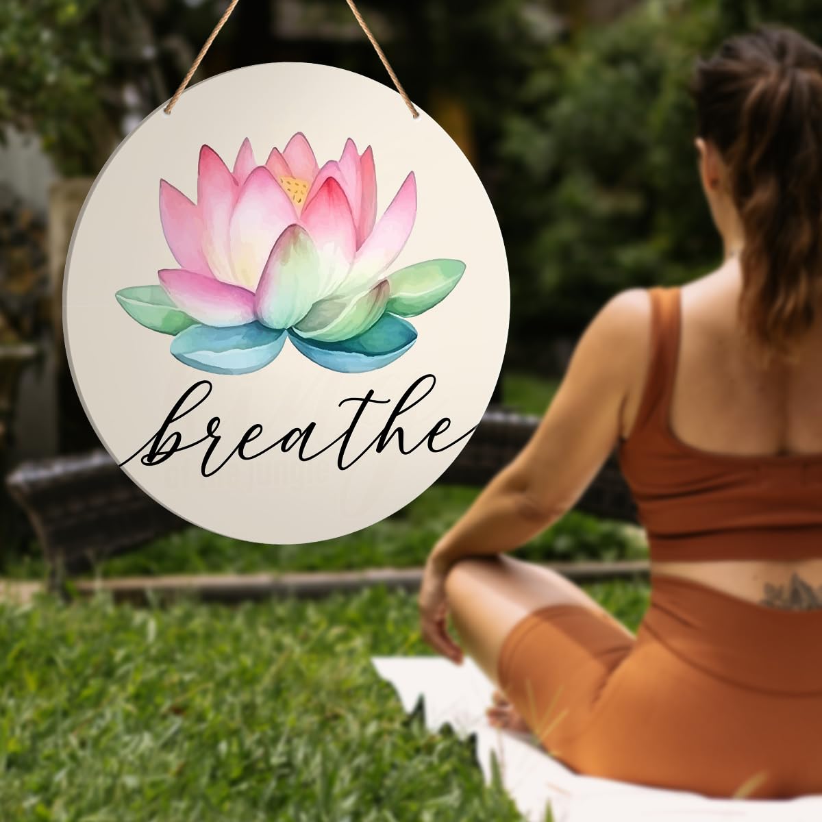 Muktoujaumai Meditation & Yoga Room Wall Decor - Zen Den Hanging Signs with Lotus Flower Decorations for Spiritual Home & Yoga Lovers Gift