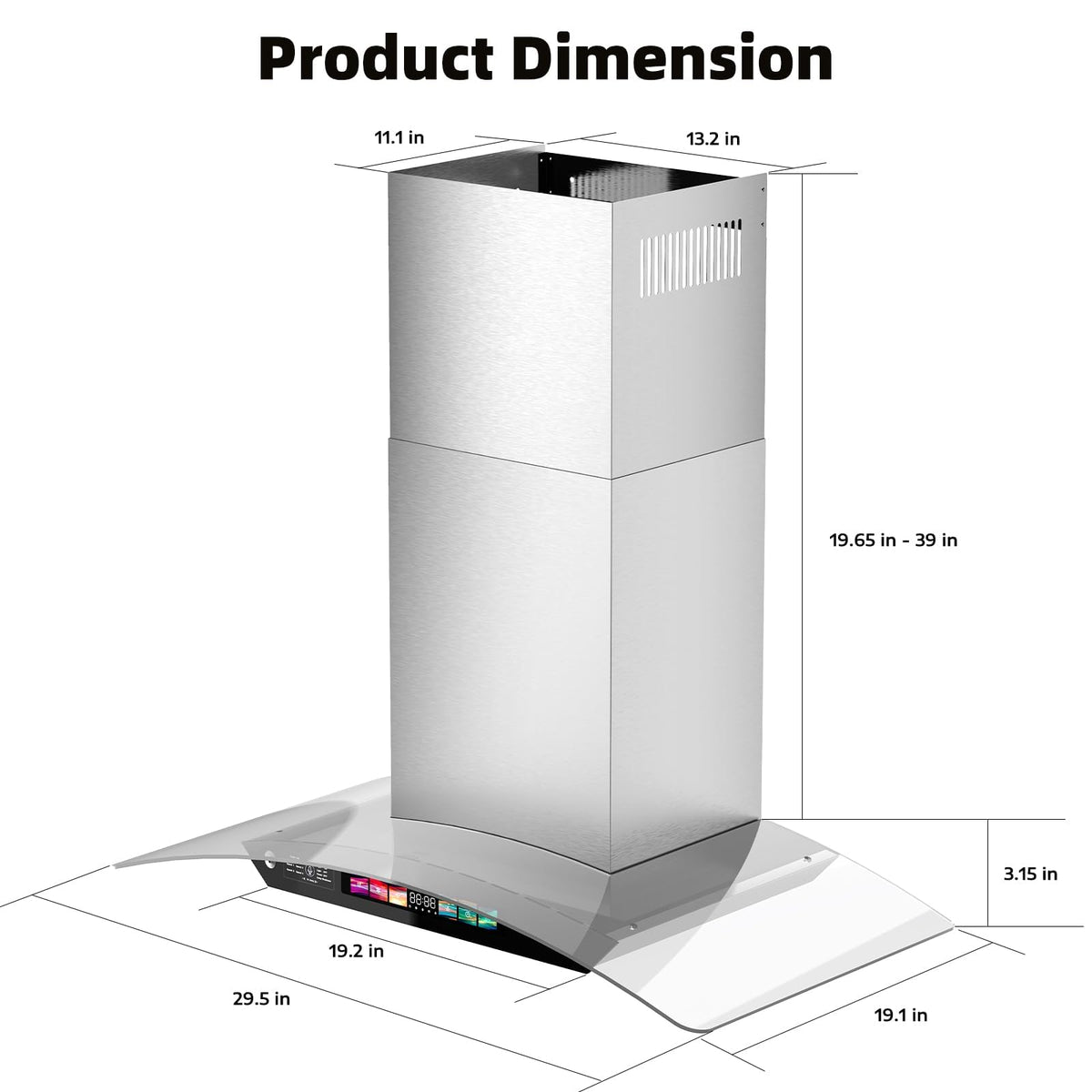 30 inch Wall Mount Range Hood Tempered Glass 900 CFM, Voice/Gesture/Touch Control, Stainless Steel Kitchen Hood Vent with 4 Speed Exhaust Fan, Adjustable Lights, Memory Mode