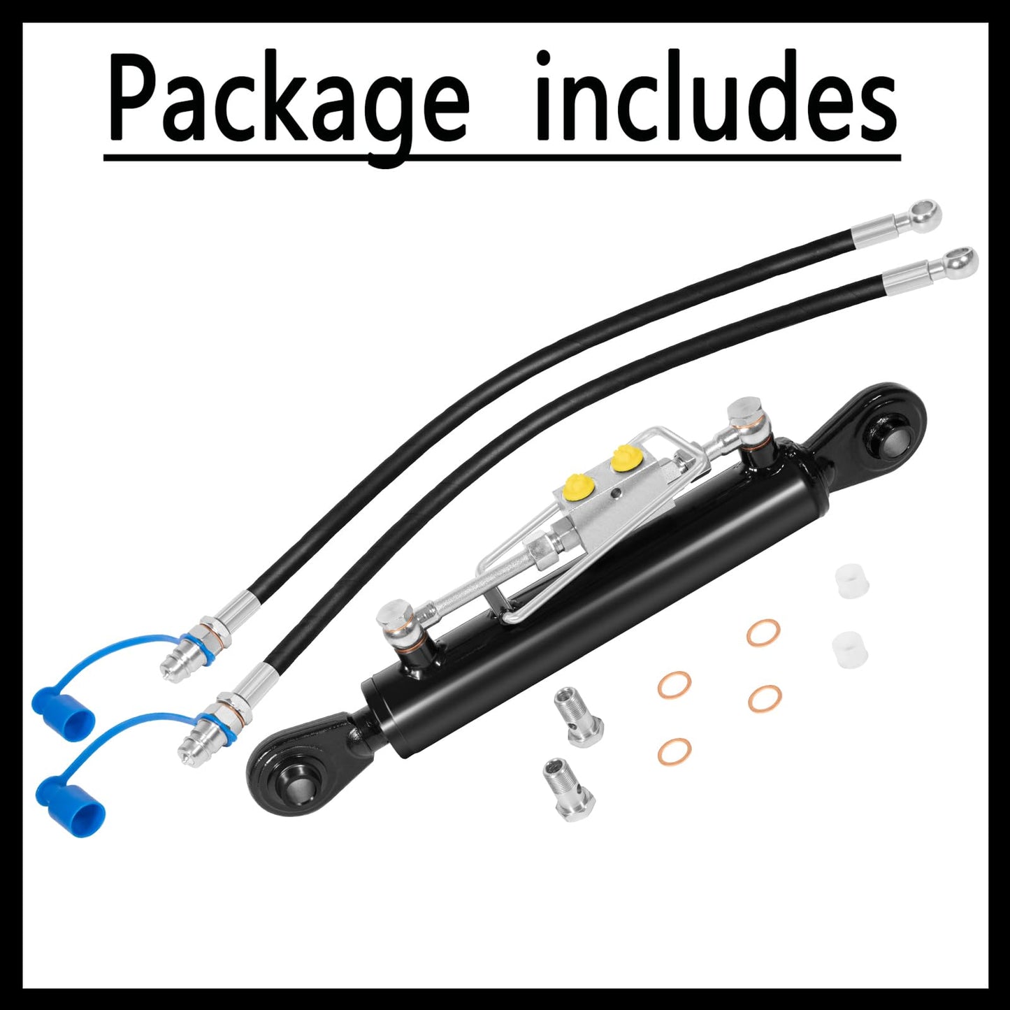 Hydraulic Top Link Cat. 1-1 18 1/8” – 26 3/8” with Locking Block and 2 x Hoses,SPH320032 for Tractor Excavators and Class 1& 2 Equipment