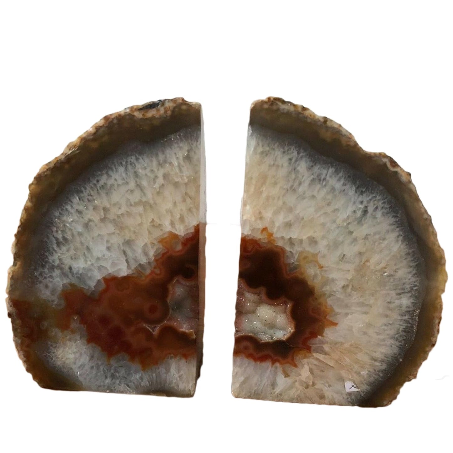 JIC Gem Natural Agate Geode Bookends Anti-Slip Heavy Duty 1 Pair 6-8 Lbs