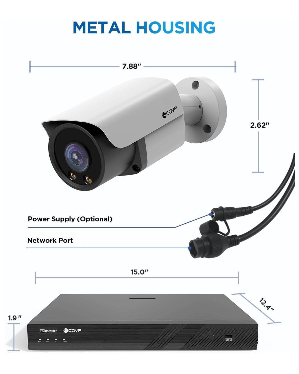 4COVR 12MP Security Camera System 16 Channel for Business PoE, 16Pcs 12MP Wired IP Bullet Cameras IP67, 2-Way Audio Talk, Person Vehicle Detection & Smart Color Night Vision, NVR 4TB HDD, LY37YXAM1616