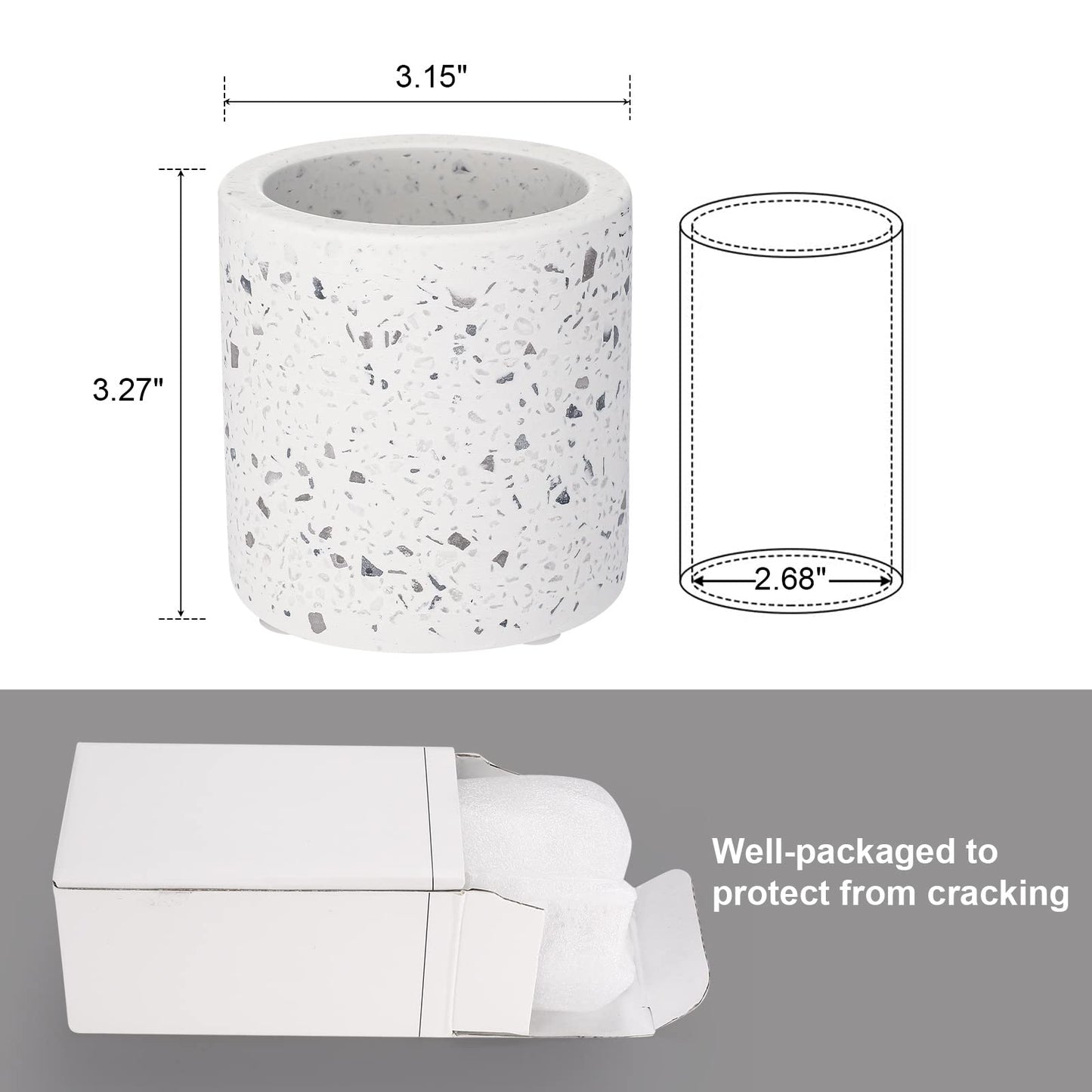 Diatomite Toothbrush Holder, BOJDOPIE Water Absorption Quick Drying Bathroom Countertop Organizer, Stand Cup for Toothpaste Makeup Brushes Razors (White)