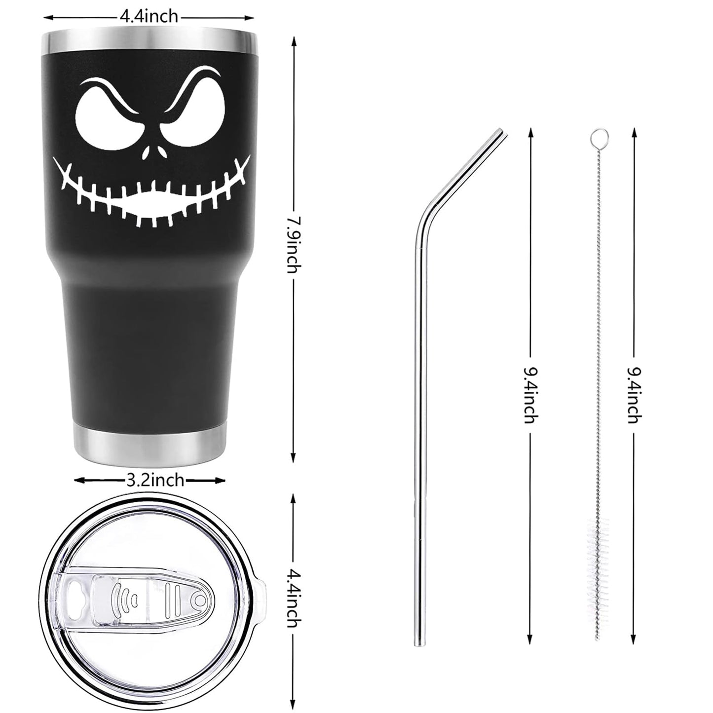LXDAZSX 30OZ Jack Tumbler Stainless Steel Water Bottle Travel Mug Iced Coffee Cup with Handle Straw Lid Insulated Reusable Hot Cold Beverages Tumbler Smily
