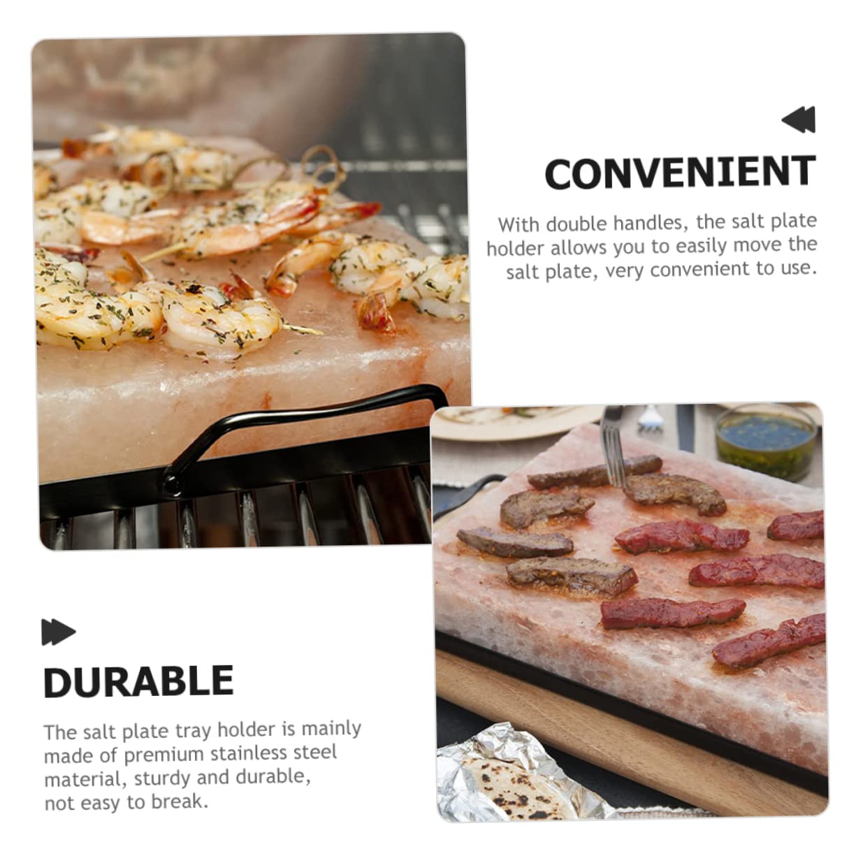CAXUSD Salt Plate Tray Holder Rust-Free Salt Block Cooking Accessories Grilling Block Holder