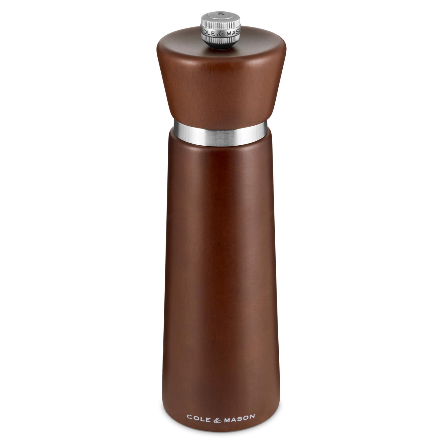 Cole & Mason Millbank Salt Mill, 7" - Salt Grinder with Ultra-Sharp Grinding Mechanism - Flavor-Enhancing Salt Shaker - Refillable Mill with Adjustable Grinding - Chestnut, Salt Mill