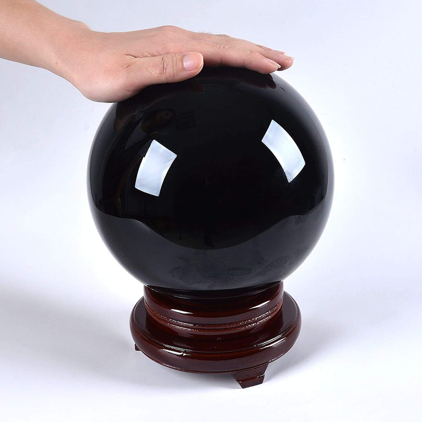 LONGWIN 200mm (8 inch) Big Divination Black Crystal Ball Fengshui Sphere Home Decorations Meditation Ornaments