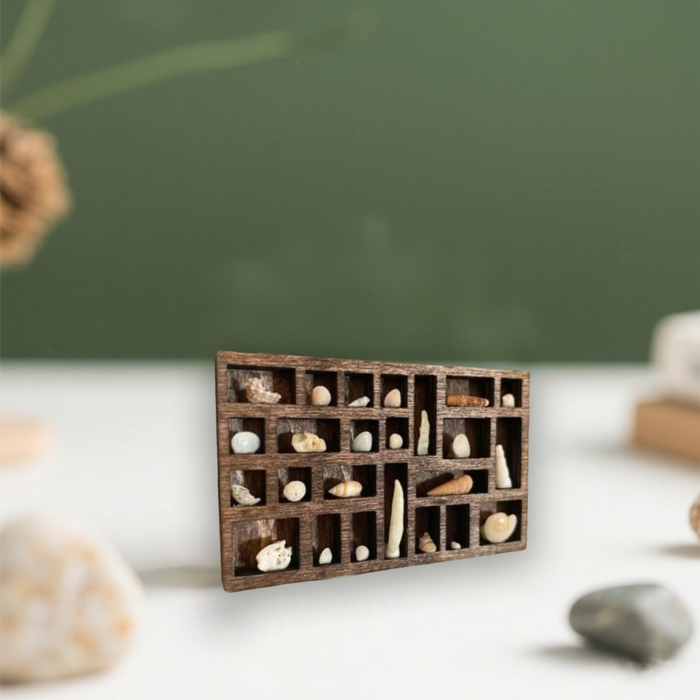 Fyazgop 1 PCS Miniature Wooden Trinket Shelf Wooden Display Shelf for Rocks Collectibles and Wall Decor