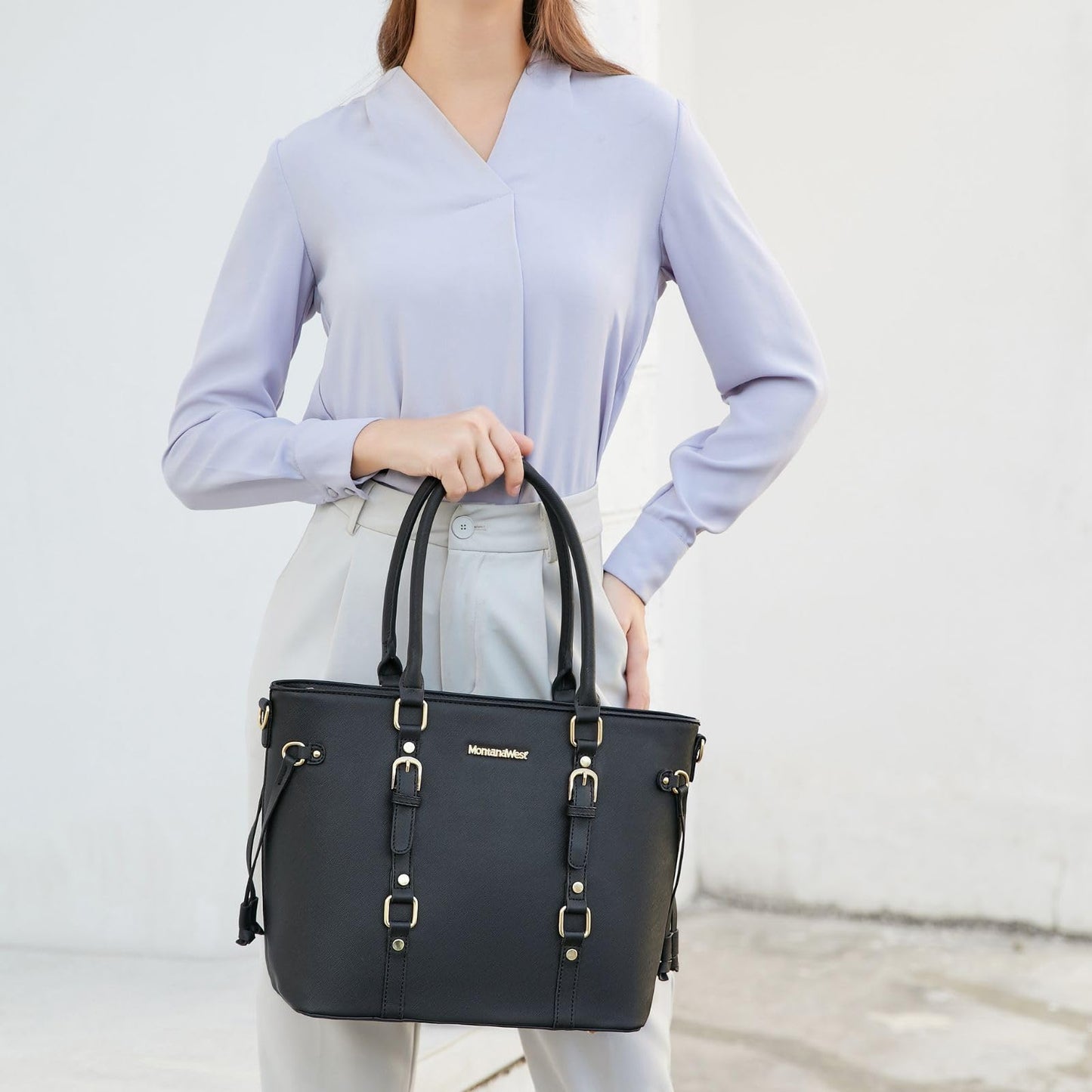 Montana West 3PCS Purses for Women Tote Bag and Wallet Set Shoulder Satchel Crossbody Bags Leather Handbag for Gift Travel Casual Work MWC3-C032WBK