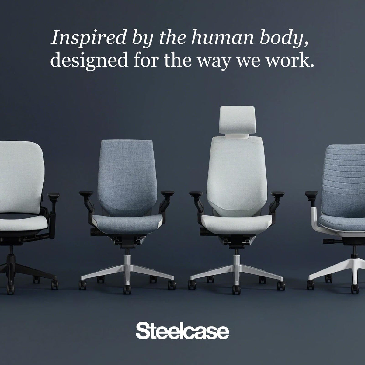 Steelcase Series 1 Office Chair - Ergonomic Work Chair with Wheels for Carpet - Helps Support Productivity - Weight-Activated Controls, Back & Arm Support - Easy Assembly - Concord