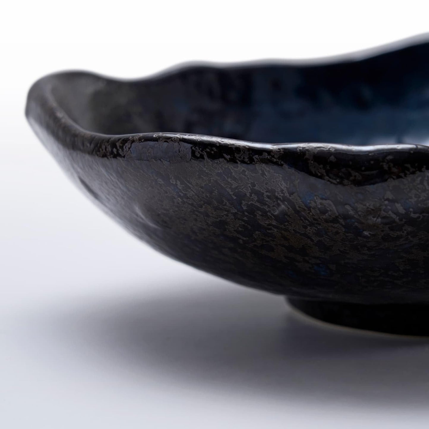VOMANA Ceramic Decorative Dish, Irregular-Edge Stoneware Centerpiece Dish for Coffee Garden Home Entryway Table, Key Bowl, Fruit Bowl, Handcrafted Gift Decor (10 inch Dark Blue)