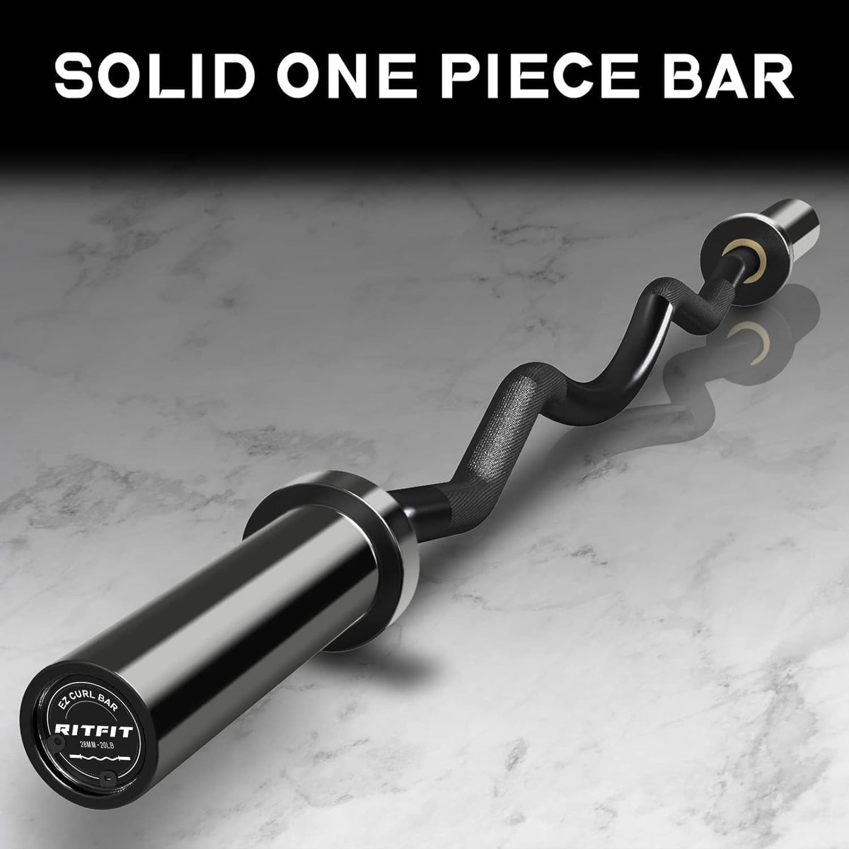 RitFit 2 Inch EZ Curl Bar with Weights, 350LBS Weight Capacity Olympic Curl Barbell for Bicep, Tricep and Weight Lifting Exercises, with 155LBweights