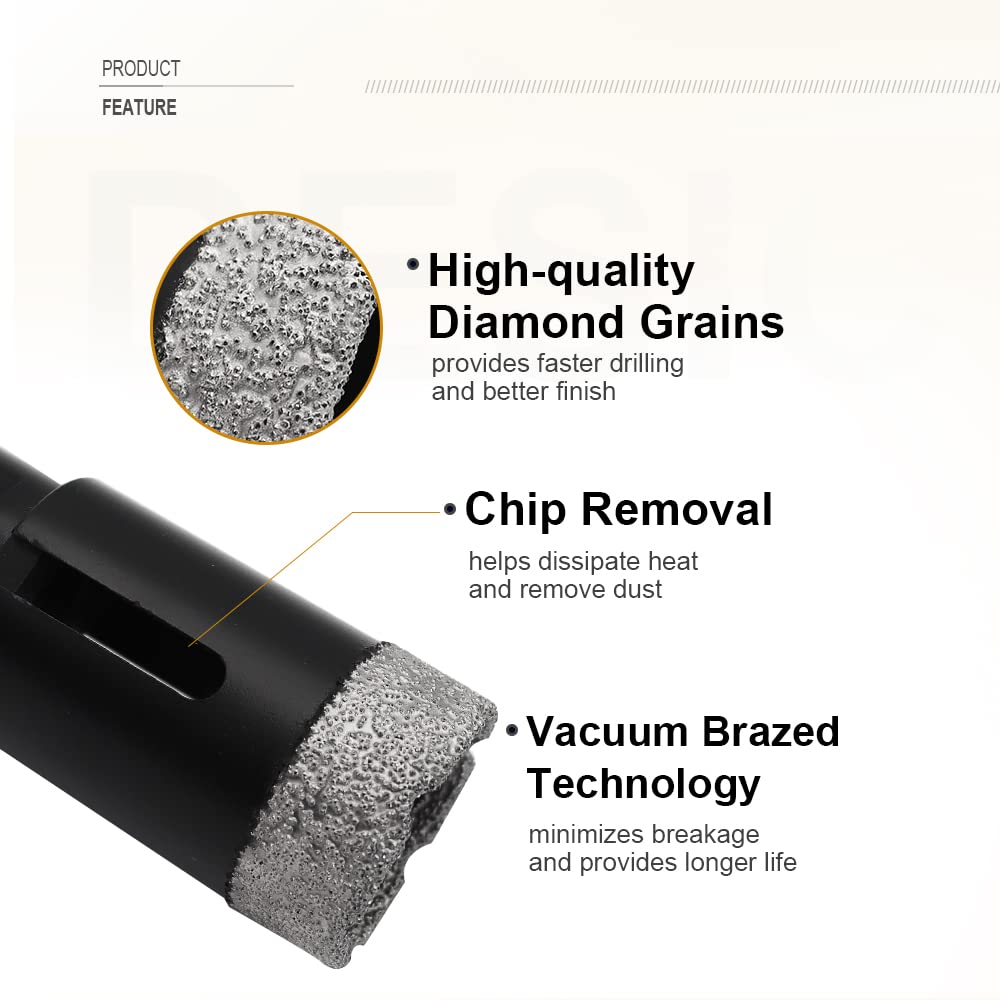 SHDIATOOL Diamond Core Drill Bits for Hard Stone Concrete Marble Granite Brick Dry or Wet Hole Saws