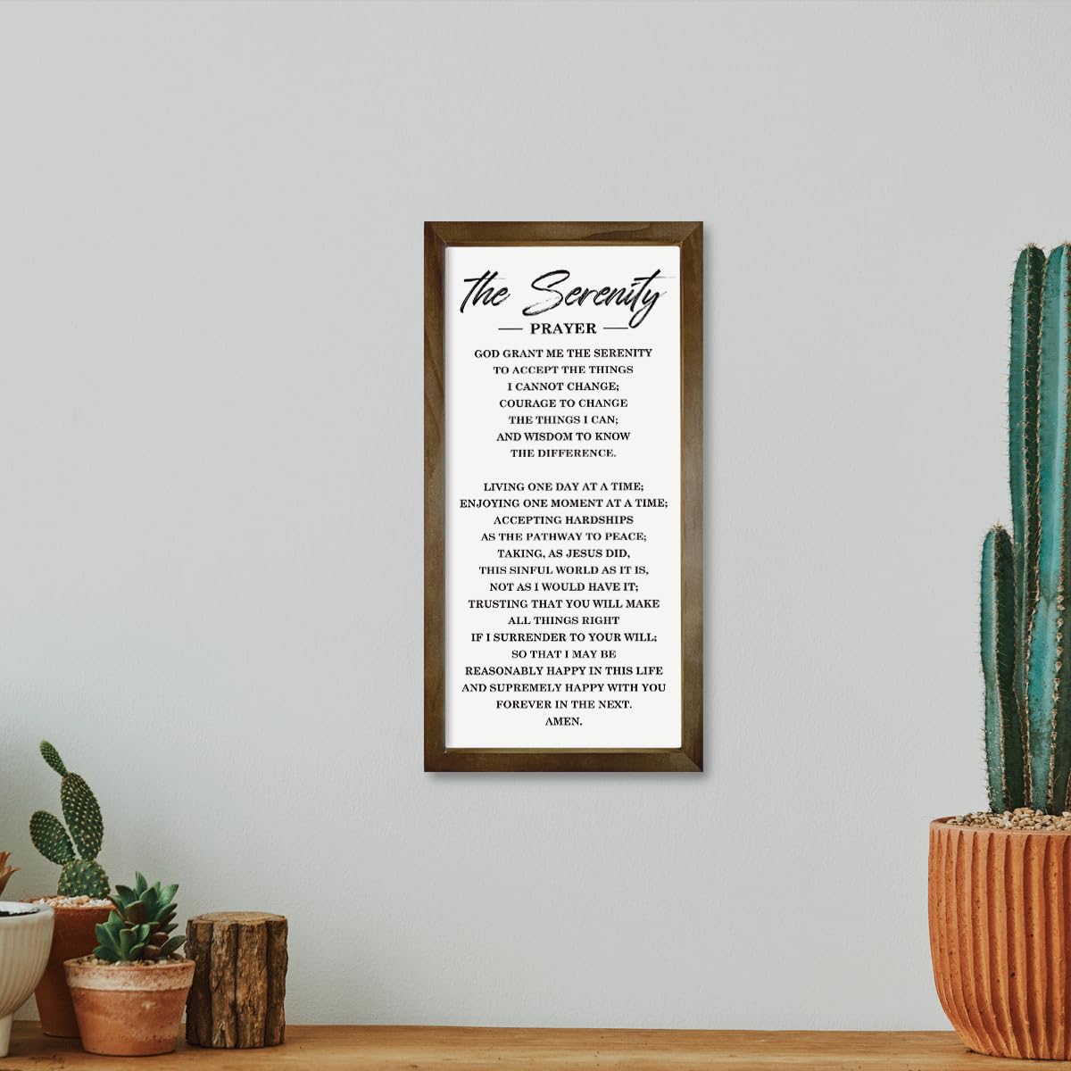 Christian Wall Decoration, Motivational Decor Signs, Farmhouse Wood Framed Sign 15×7.5×0.3 inches, Religious Home Decor, Church Room Wall Art, The Serenity Prayer Sign
