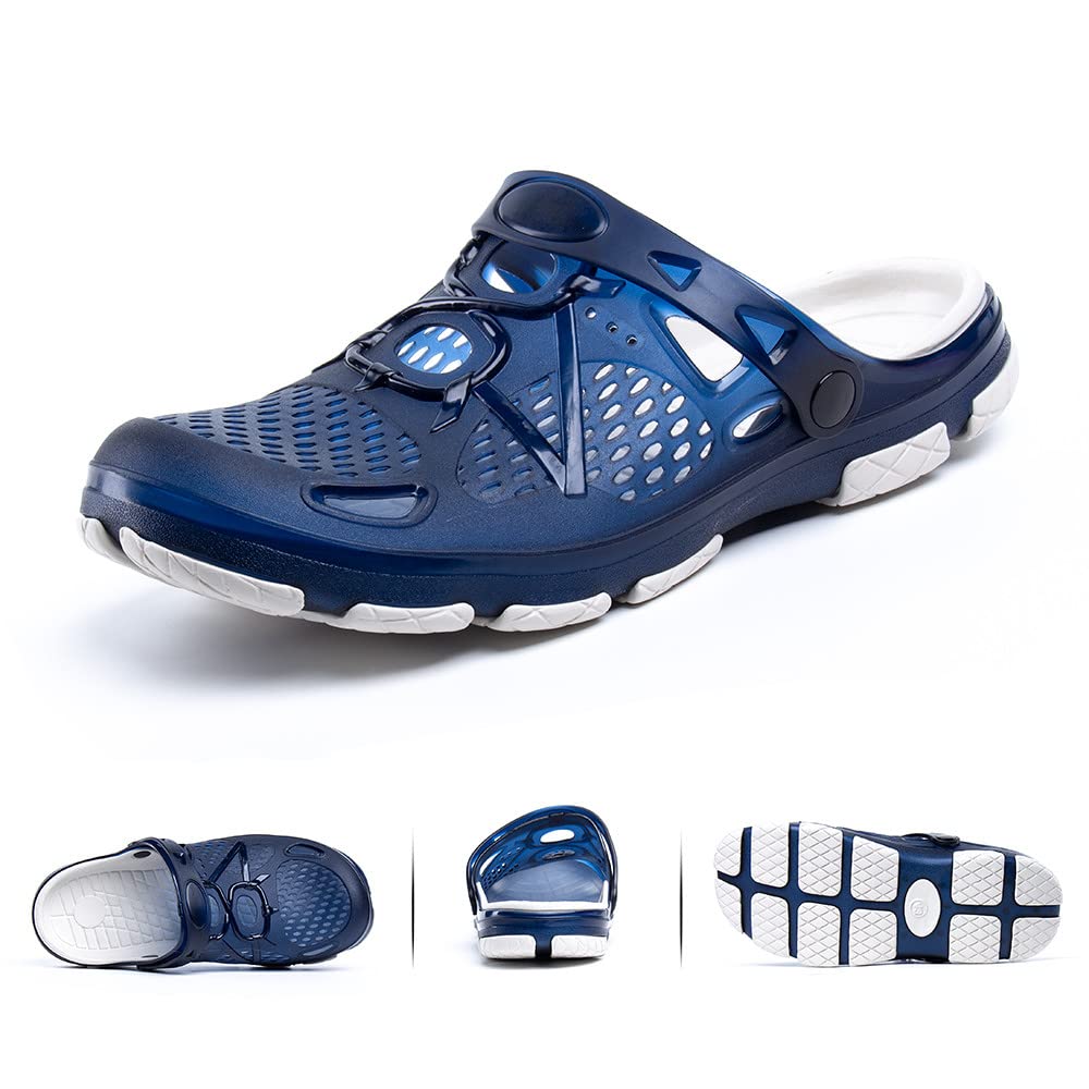 Mens Clogs Lightweight Garden Sandals Breathable Clogs for Men Summer Slippers Casual Mules Outdoor Pool Beach Yard Blue Size UK 10