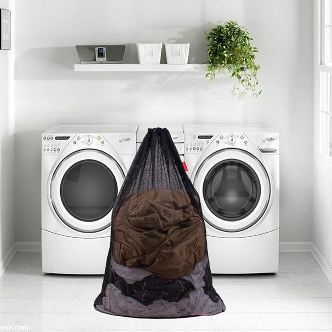 2 Pack Mesh Laundry Bags, 24 x 36 Inches Heavy Duty Drawstring Bag, Travel and