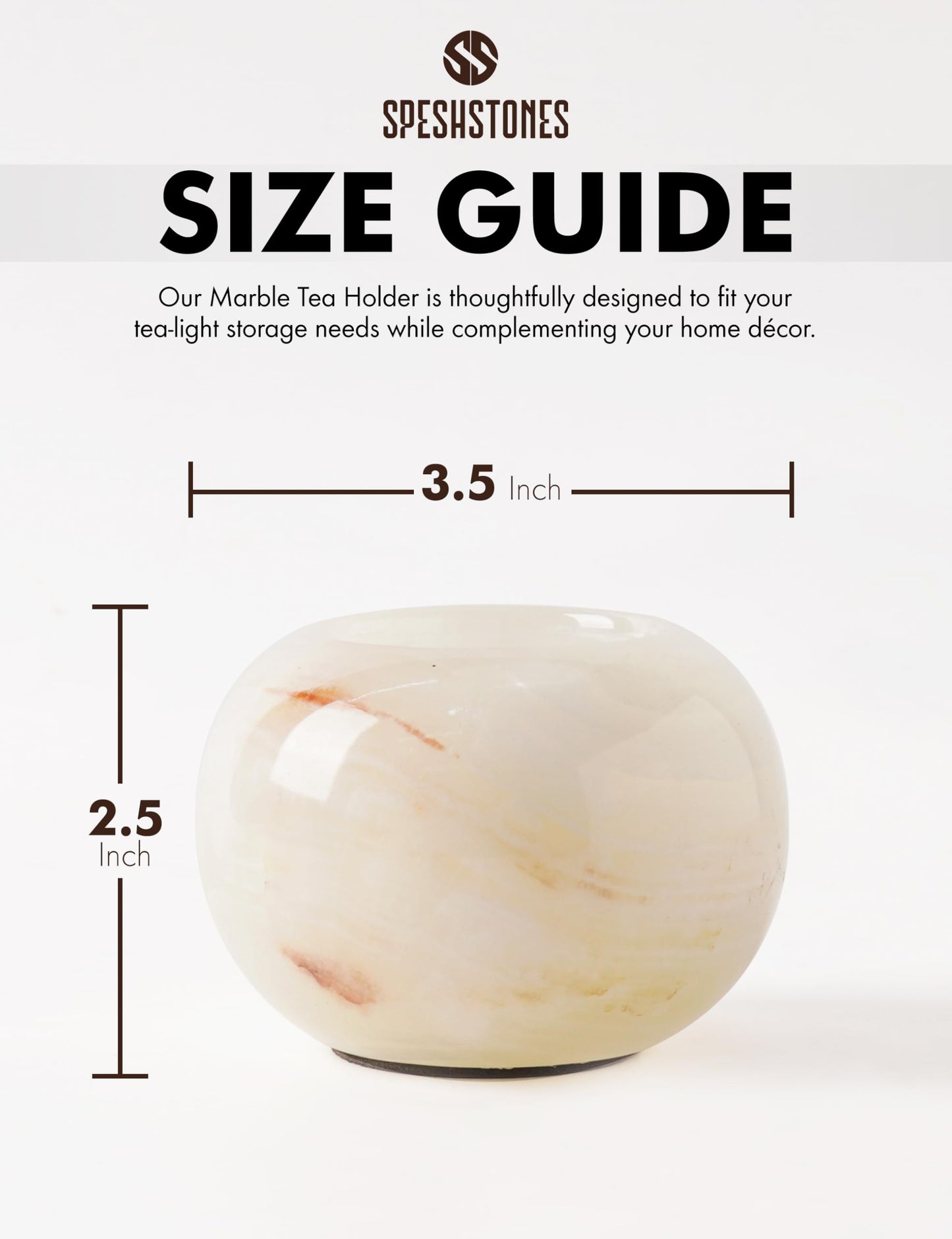 SPESHSTONES Marble Tealight Candle Holder 3.5 Inch Cream Onyx Stone Votive Candle Holders for Tables Centerpieces Decor - Small Candles Holders for Wedding Gifts