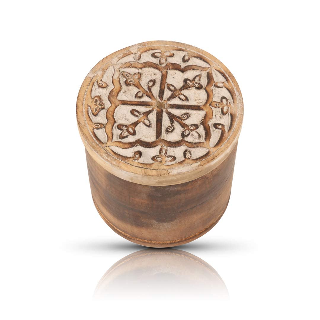 Decorative Rustic Wooden Sugar Bowl With Lid Wide Mouth Candy Treat Jar Spice Jar Holder Condiment Nuts Serving Bowl Pot Salt Spice Herb Loose Leaf Tea Storage Container Novelty Home & Kitchen
